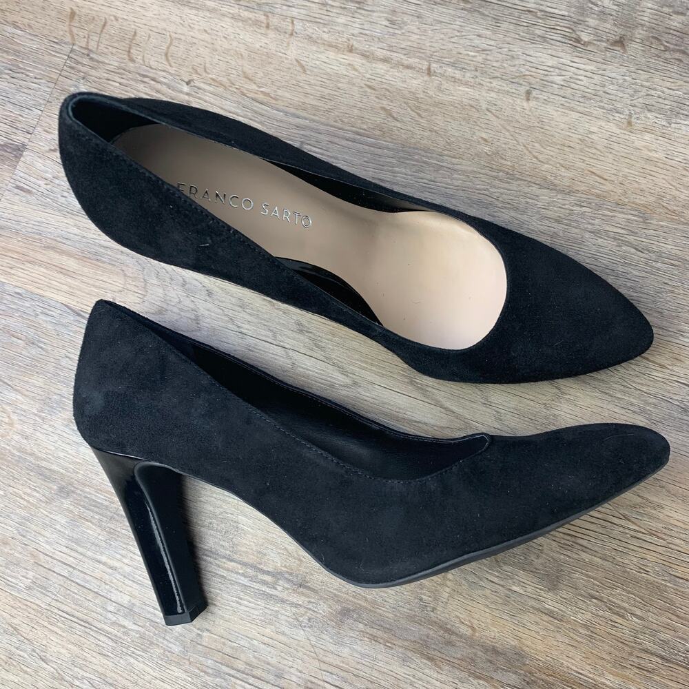 Franco Sarto Suede Black Pumps